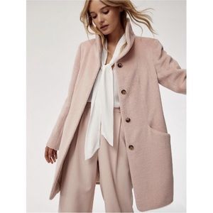 Artizia Wilfred Fuzzy Cocoon Alpaca Coat in Petale Pink XS